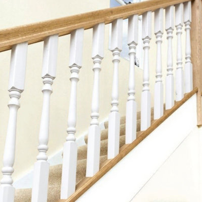 Colonial Stair Spindle 41mm White Primed Hardwood 900mm Pack of 4 Stair ...