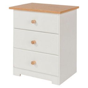 Colorado 3 drawer bedside cabinet, soft white