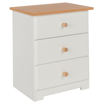 Colorado 3 drawer bedside cabinet, soft white