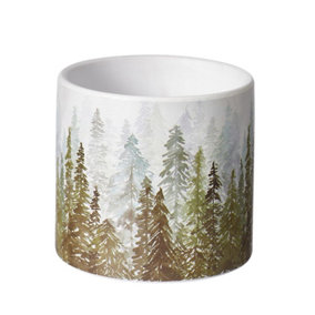 Colorado Ceramic Forest Fir Tree Print Indoor Plant Pot (Dia) 12 cm