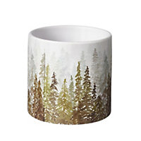 Colorado Ceramic Forest Fir Tree Print Indoor Plant Pot (Dia) 13.8 cm
