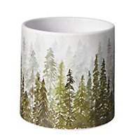 Colorado Ceramic Forest Fir Tree Print Indoor Plant Pot (Dia) 16 cm