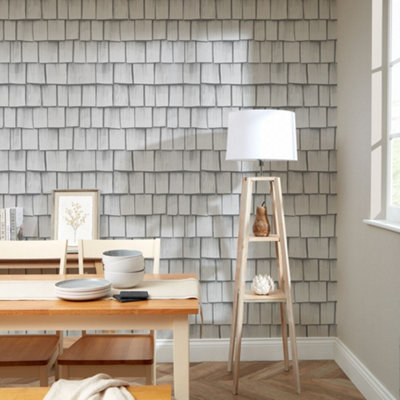 Colorado Wood Tile Wallpaper In Light Grey