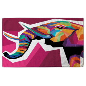 Colorful illustration of Elephant head in WPAP style (Bath Towel) / Default Title