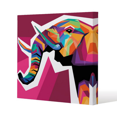 Colorful illustration of Elephant head in WPAP style (Canvas Print) / 114 x 114 x 4cm Price Comparisons | Compare The Build