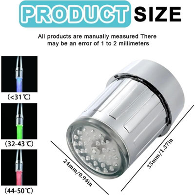 Colorful led water faucet 4pcs with 3 colors temperature sensitive ...
