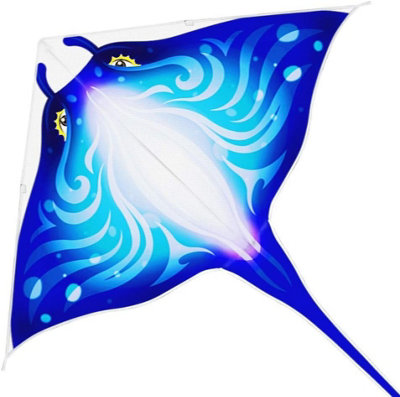 Colorful manta ray kite, long tail triangle kite, kite festival