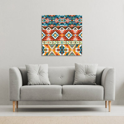 Colorful pattern in tribal style (Canvas Print) / 114 x 114 x 4cm