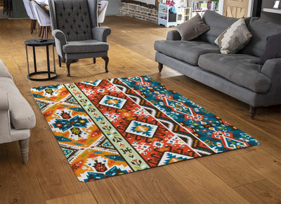 Colorful Pattern In Tribal Style Special Soft Home Rug