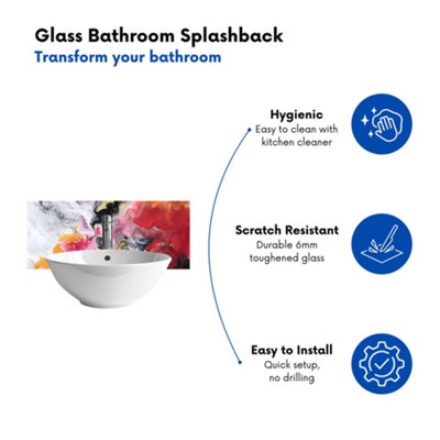 Colour Cascade Glass Bathroom Splashback
