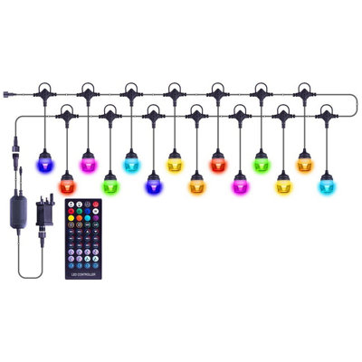 Colour Changing 14 LED Lamp Festoon Lights - App or Remote Controlled Waterproof Mains Powered Indoor Outdoor Decorative Lighting