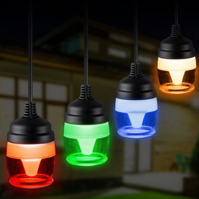 Colour Changing 14 LED Lamp Festoon Lights - App or Remote Controlled Waterproof Mains Powered Indoor Outdoor Decorative Lighting