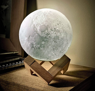 Colour Changing 3D Moon Lamp - USB Rechargeable Night Light with