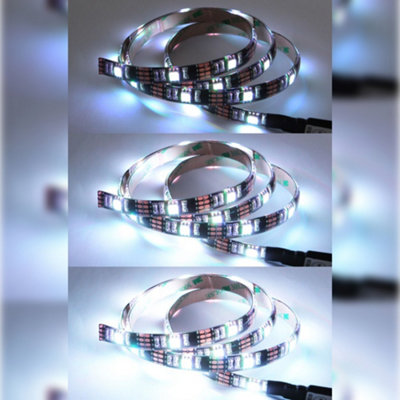 Colour Changing 90cm Flexible LED USB Strip Light Mood TV or Computer Screen Monitors Built In Remote Control