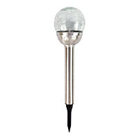 Colour Changing Crackle Ball Solar Pathway Light - Silver