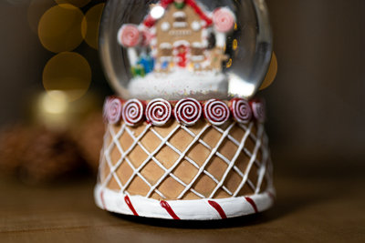 Colour Changing LED Christmas Snowglobe with Gingerbread House