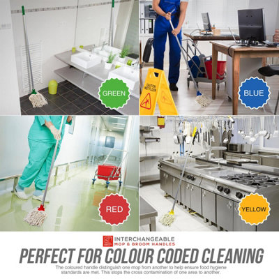 Colour-Coded Aluminium Mop & Broom Handle 120cm Universal Screw Fit - Red