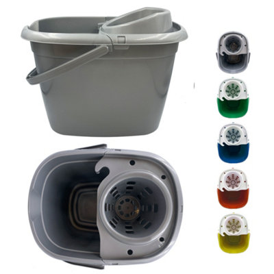 Colour Coded Grey Mop Buckets 12L Mop Bucket with Wringer and Easy ...