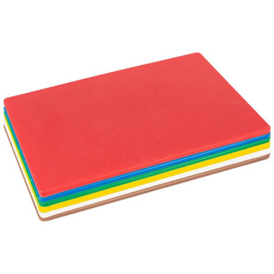 Colour-Coded Plastic Chopping Board 6pc Set - Multi