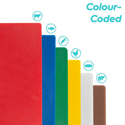 Colour-Coded Plastic Chopping Board 6pc Set - Multi