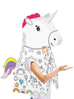 Colour Your Own Wearable Unicorn House Childrens Cardboard Doodle Art Kids Craft