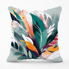 Coloured Abstrace Feather Leaves Cushions 45cm x 45cm