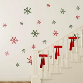 Coloured Christmas Snowflakes Wall Stickers Wall Art, DIY Art, Home Decorations, Decals