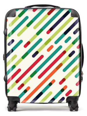 Coloured Diagonal Abstract Pattern Suitcase - Large