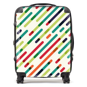 Coloured Diagonal Abstract Pattern Suitcase - Large