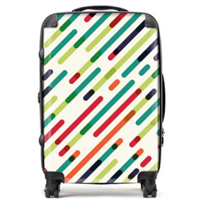 Coloured Diagonal Abstract Pattern Suitcase - Medium