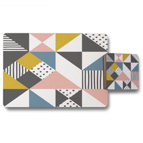 Coloured Geometric Pattern (Placemat & Coaster Set) / Default Title