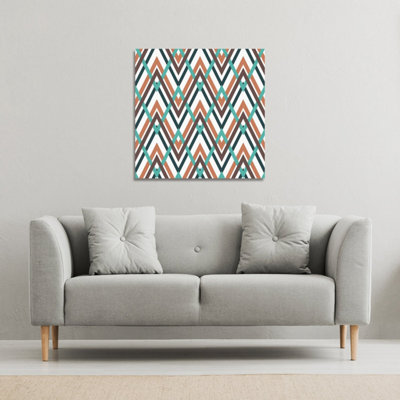 Coloured Geometric Zig Zag (Canvas Print) / 114 x 114 x 4cm