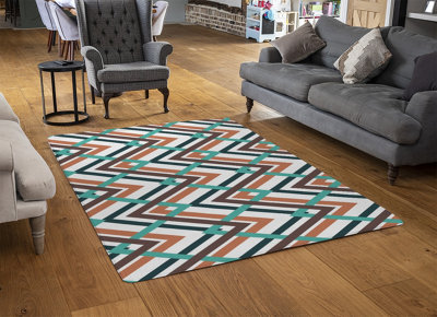 Coloured Geometric Zig Zag Special Soft Home Rug