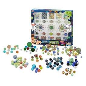 Coloured Glass Marbles Classic Retro Traditional Game Toy - Box of 163