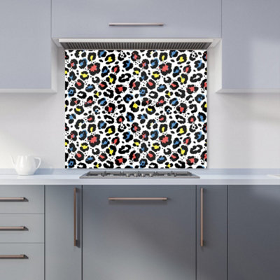 Coloured Leopard Print Premium Glass Kitchen Splashback W600mm x H600mm