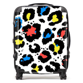 Coloured Leopard Print Suitcase - Large