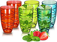 Coloured Picnic Plastic Tumblers 6 Pack 550ml Reusable Acrylic Glasses for Indoor Outdoor and Everyday Use