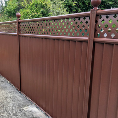 ColourFence Standard Extra-Wide Panel - Trellis 1.5m/5ft high by 2.35m/7.7ft wide in Brown.