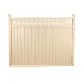 ColourFence Standard Extra-Wide Panel - Trellis 1.5m/5ft high by 2.35m/7.7ft wide in Cream.