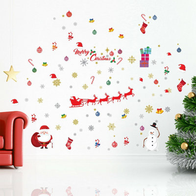 Colourful Christmas Wall Stickers Wall Art, DIY Art, Home Decorations ...
