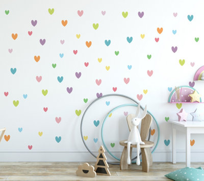 Colourful Hearts Nursery Wall Sticker Decals