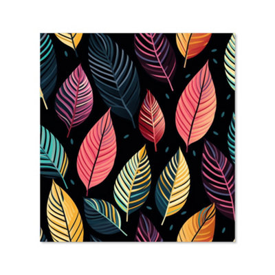 Colourful Leaves Pattern Premium Glass Kitchen Splashback W600mm x H750mm