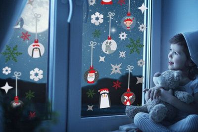 Colourful Snowflakes Christmas Friends Window Stickers, DIY Wall Art