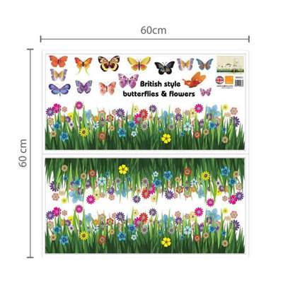 Colourful Window with Animals and Butterfly Grass 3D Butterflies Stock Clearance Wall Decor Art