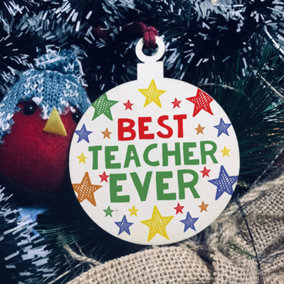 Colourful Wooden Hanging Christmas Tree Bauble Teacher Christmas Gift THANK YOU