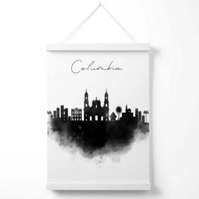 Columbia Watercolour Skyline City Poster with Hanger / 33cm / White