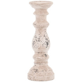 Column Candle Holder - Ceramic - L14 x W14 x H38 cm - Stone
