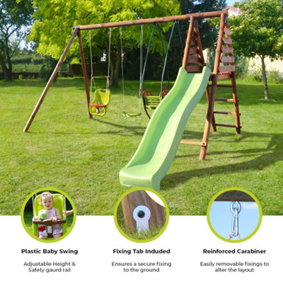 Colza Wooden Swing Set with Slide