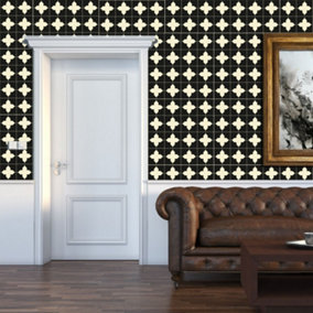 COM - Crosses Pattern - WM5102 x 8 pcs - Wall Wall Mural Big Wallpaper Decoration  Cream Black