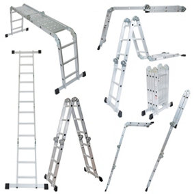 Combination Ladder Wolf 11 in 1 Aluminium Folding Multipurpose Steps w/ Platforms 150Kg